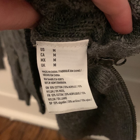 American Eagle Grey Cableknit Sweater with Zipper Detailing - Picture 4 of 5